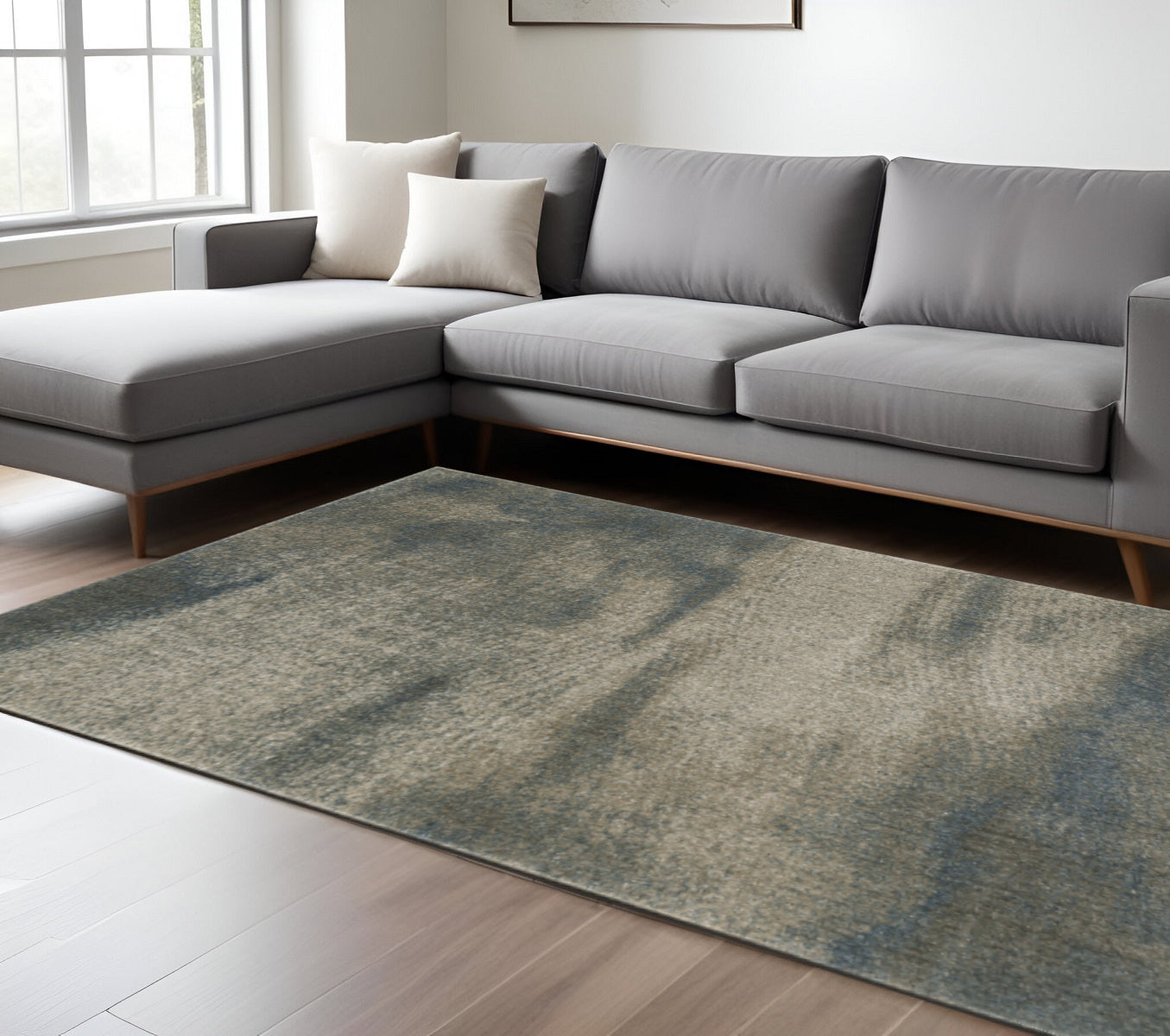 10' X 13' Gray Abstract Power Loom Area Rug-0