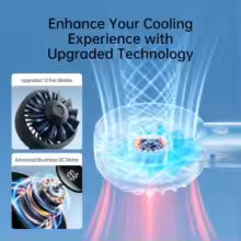 Fan Life 4 with Powerful Motor, LED Display,3600mAh Battery,5 Wind Speeds, Lanyard; USB Rechargeable Hand held Fan; Summer Portable
