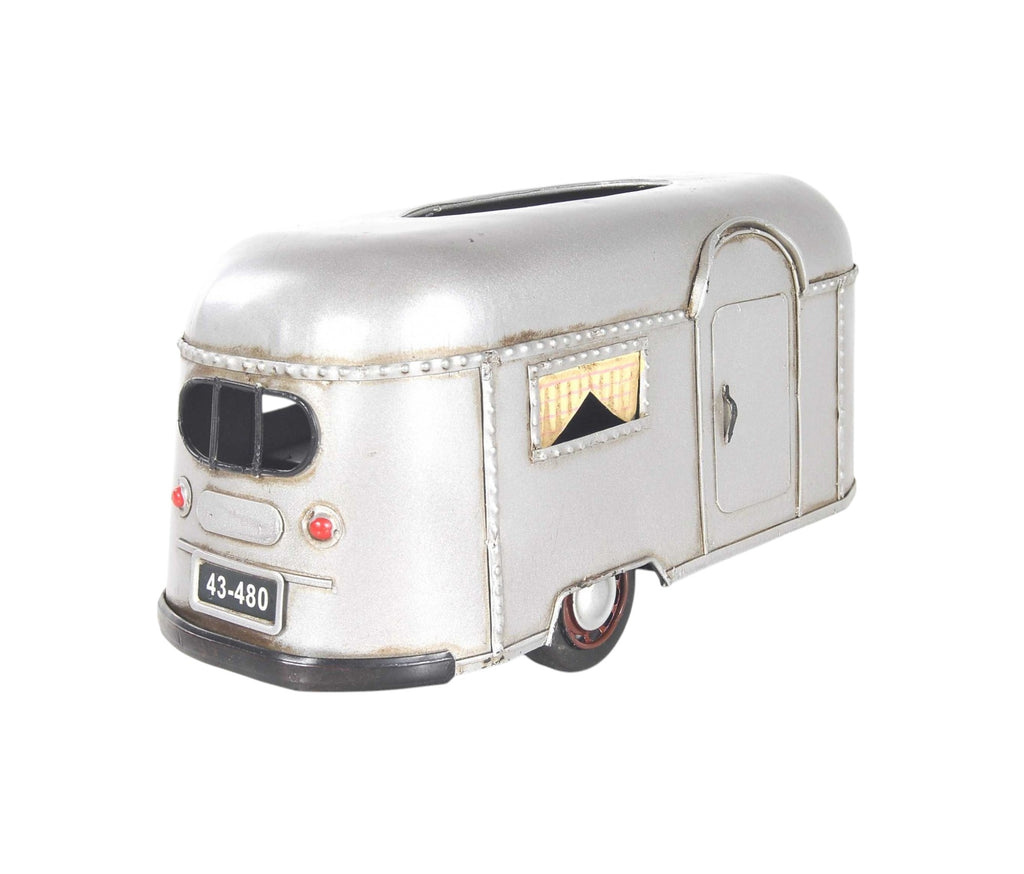 5" Silver Metal Hand Painted Decorative Tissue Box-3