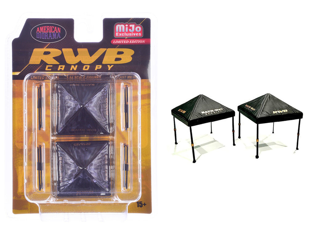 "RWB (RAUH-Welt BEGRIFF)" Canopy 2 Piece Set Black Limited Edition for 1/64 Scale Models by American Diorama-2