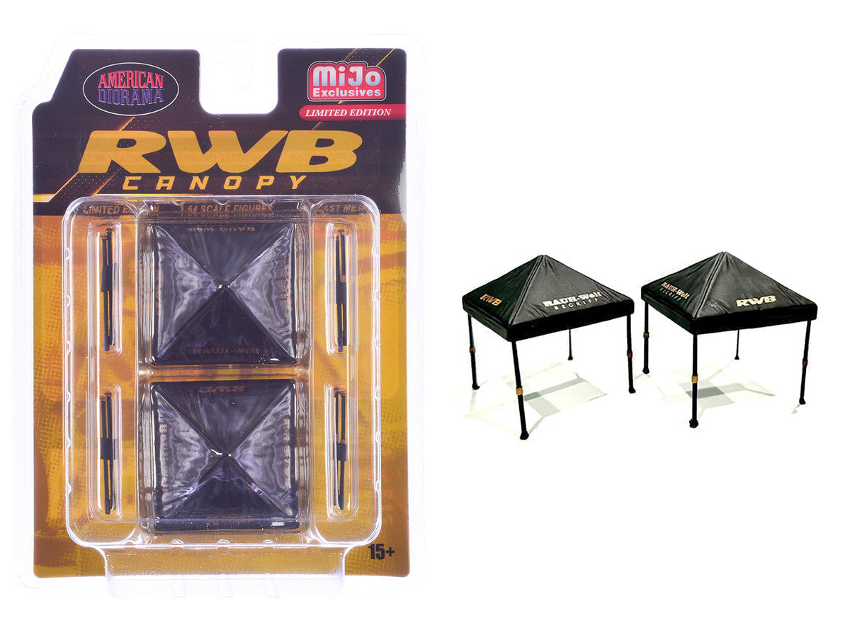 "RWB (RAUH-Welt BEGRIFF)" Canopy 2 Piece Set Black Limited Edition for 1/64 Scale Models by American Diorama-2
