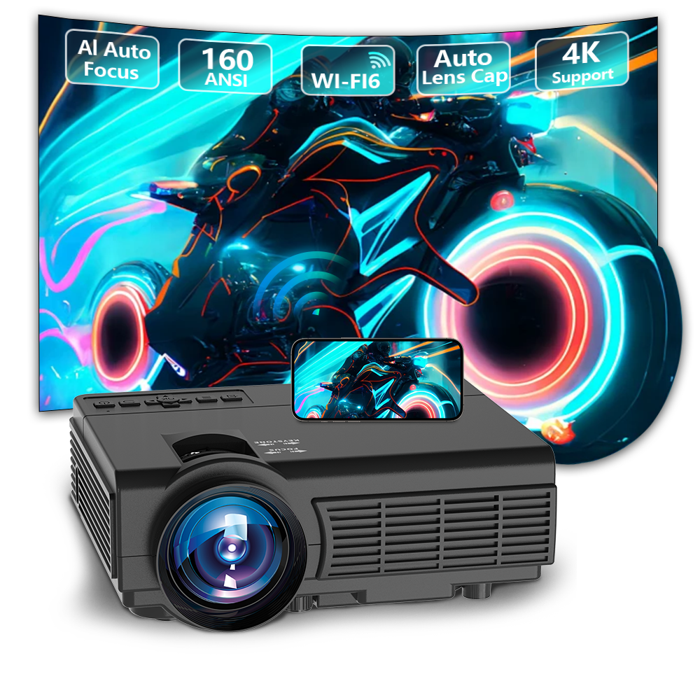 1920*1080P Projector Resolution Intelligent Control 5G WiFi BT5.0 Home Theater Outdoor Movie LED Projector