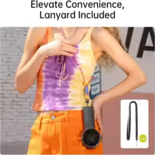 Fan Life 4 with Powerful Motor, LED Display,3600mAh Battery,5 Wind Speeds, Lanyard; USB Rechargeable Hand held Fan; Summer Portable
