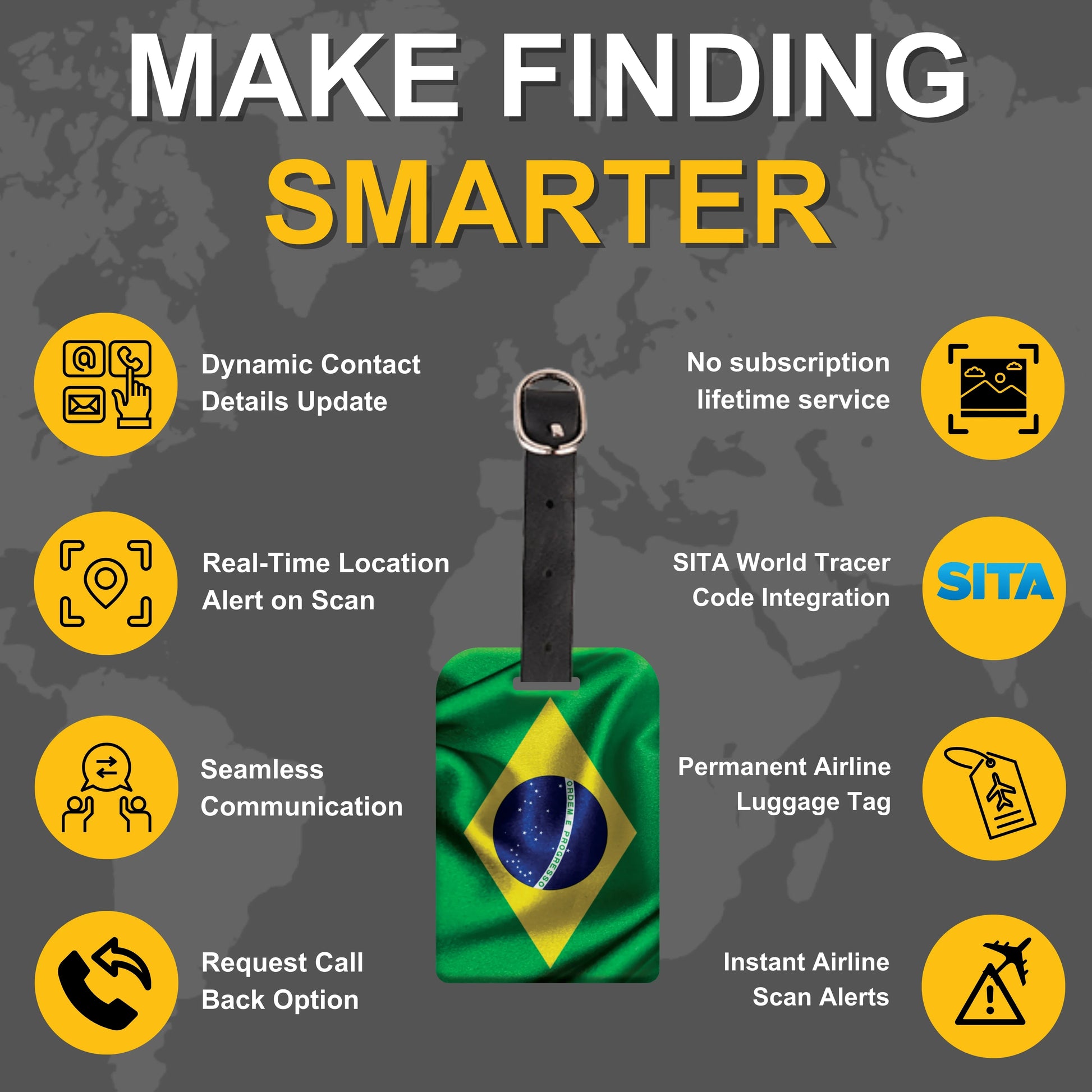 Smart Bag Security Tag - Brazil Flag [Pack 2]-3