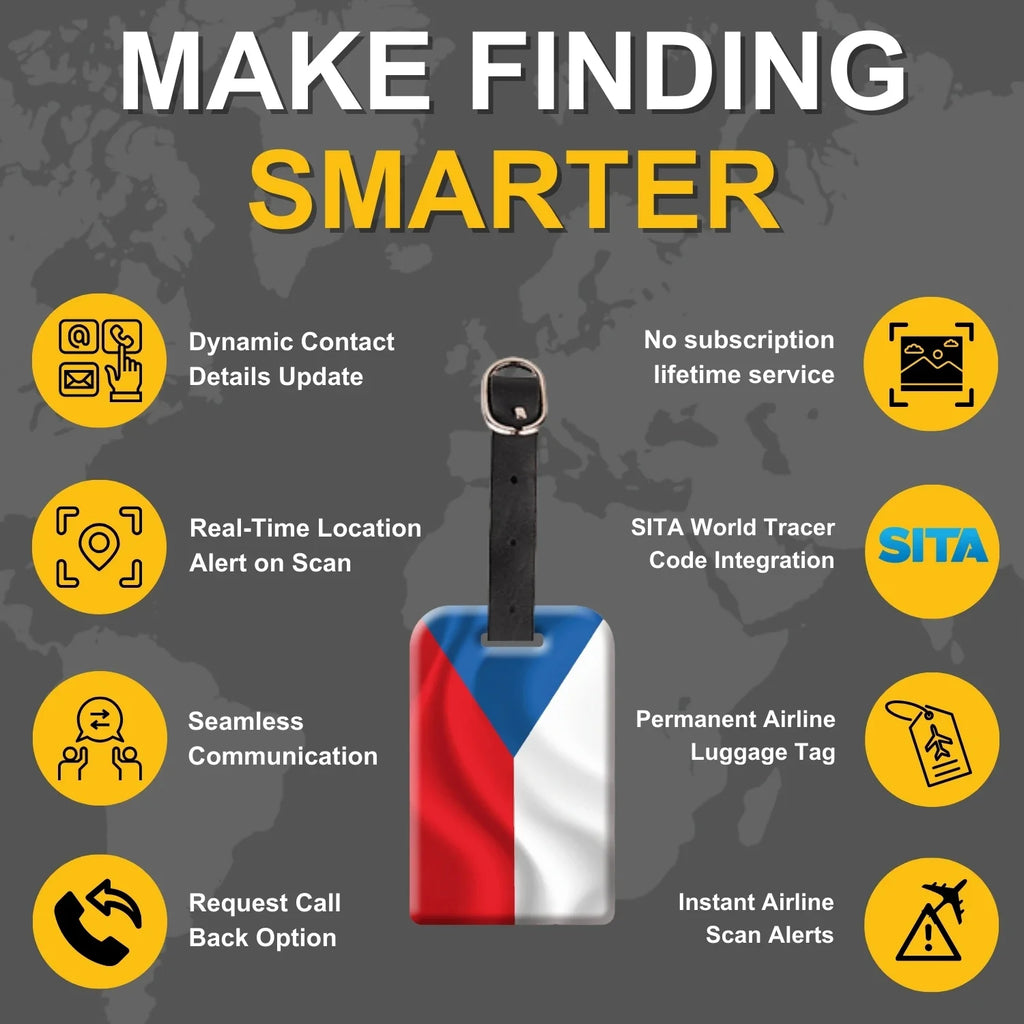 Smart Bag Security Tag -  Czech Republic Flag [Pack 2]-3