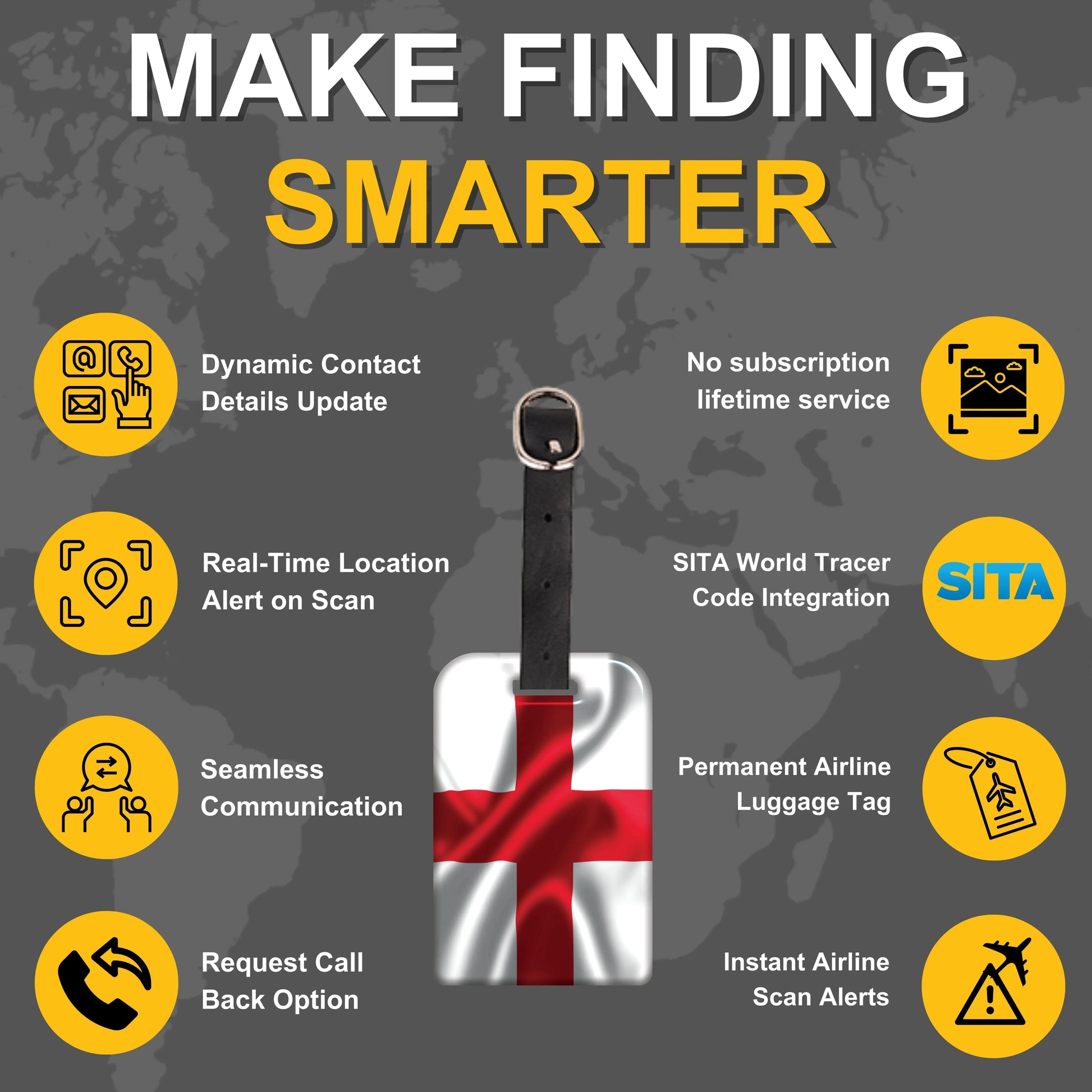 Smart Bag Security Tag - England Flag [Pack 2]-3