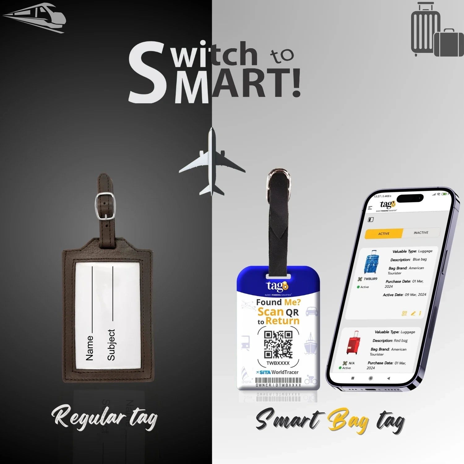 Smart Bag Security Tag - Greece Flag [Pack 2]-1
