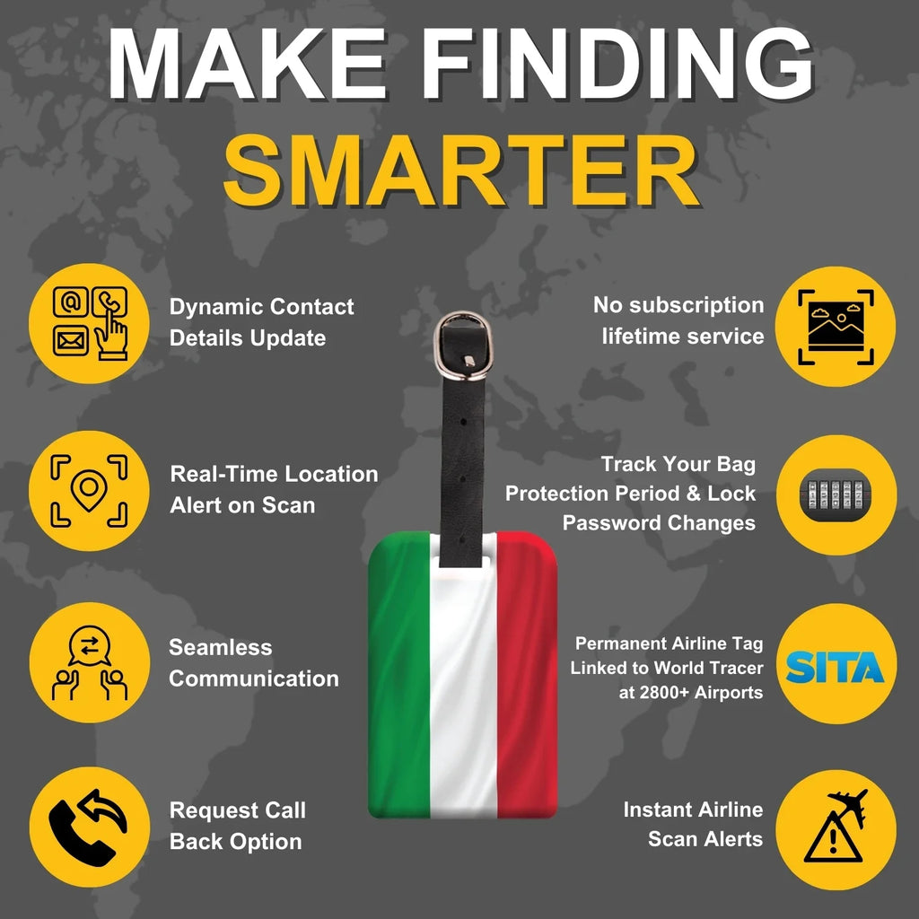 Smart Bag Security Tag - Italy Flag [Pack 2]-3